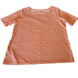 NWOT Lands End orange/white square neck shirt